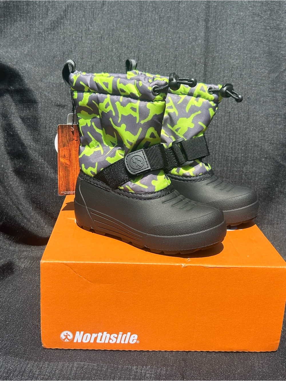 Northside Kids' Black and Neon Green Patterned Snow Boots